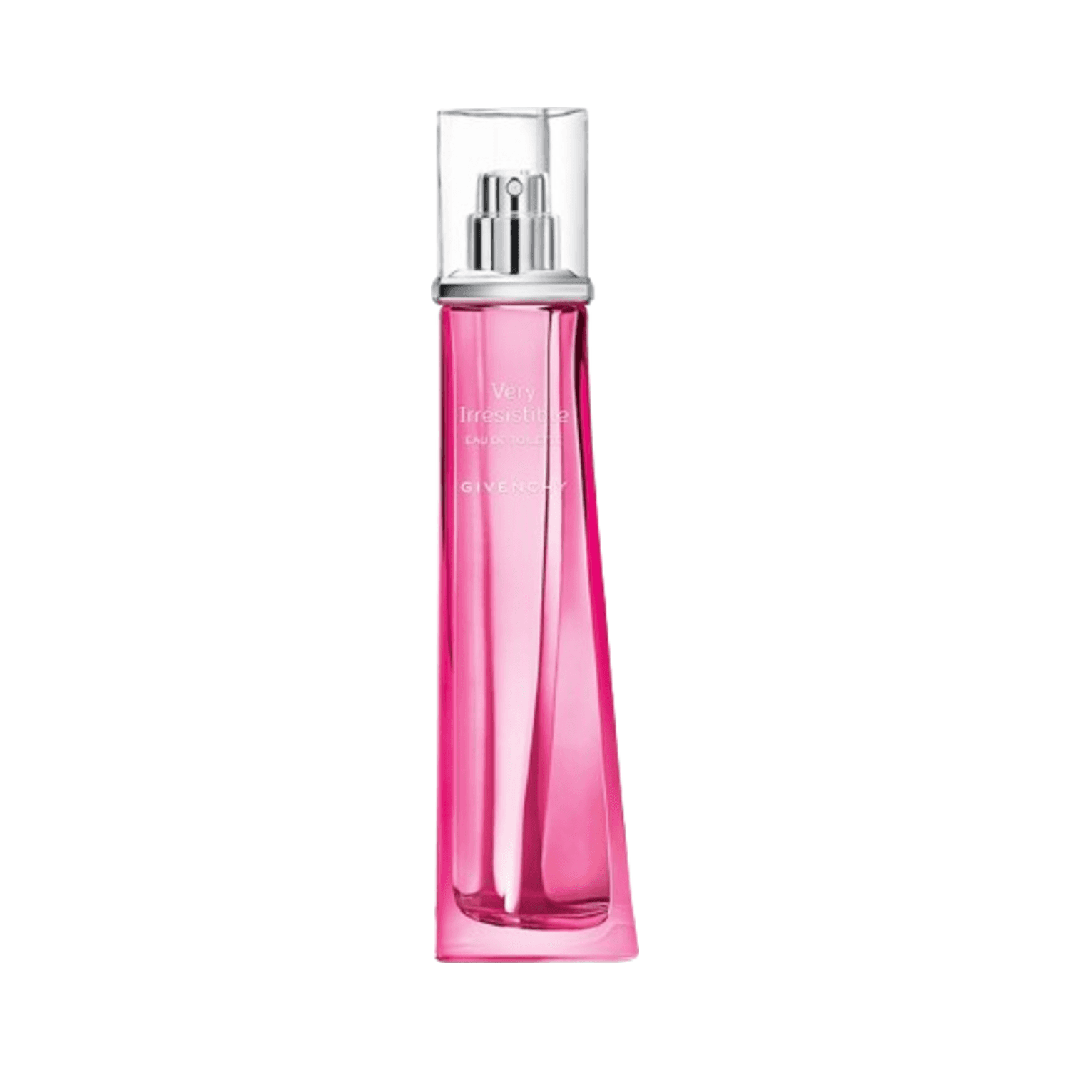 Givenchy Very Irresistible Eau de Toilette for women featuring a vibrant pink design, blending rose, star anise, and verbena for a fresh floral scent.