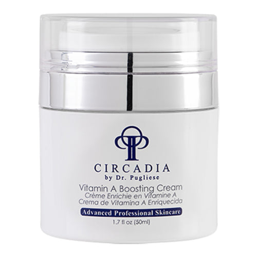 Circadia Vitamin A Boosting Cream - eSkinStore face serum in a sleek white 1.7 fl oz jar with silver lid, ideal for mature skin rejuvenation.