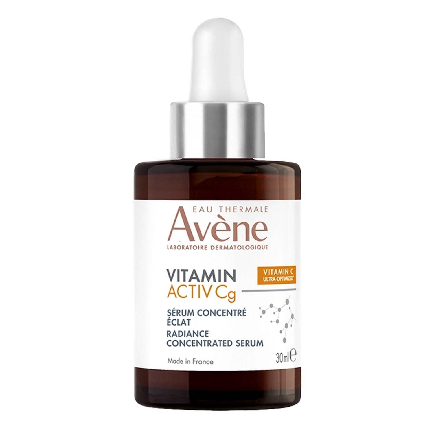 Avene Vitamin Activ Cg Serum - Radiance Boost in 30ml dropper bottle. Lightweight face serum with Vitamin Cg and Niacinamide for glowing skin.