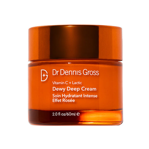 Amber jar of Dr Dennis Gross Deep Cream - Vitamin C Lactic, a hydrating face moisturizer for lifting and brightening skin.
