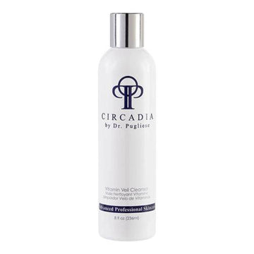 Circadia Vitamin Veil Cleanser 8 oz bottle with silver cap, oil-based makeup remover for dry and mature skin types.