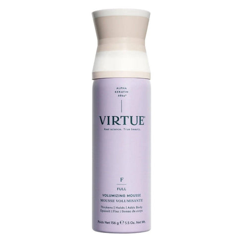 Virtue Volumizing Primer - Volume Builder in a sleek lavender bottle with pump top. Ideal for lifting and setting hair with long-lasting volume.