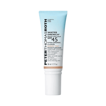 Peter Thomas Roth Water Drench Tinted SPF 45 Moisturizer with hyaluronic acid in a 50ml tube. Broad-spectrum sunscreen for face and neck hydration.