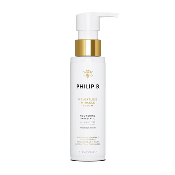 Philip B Botanical Weightless Miracle Serum Hair Treatment in 120 ml pump bottle, ideal for frizzy hair, available at eSkinStore.