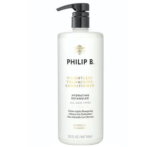 Philip B Botanical Weightless Volumizing Conditioner in 32 fl oz pump bottle for all hair types. Revive hair with volumizing conditioner enriched with magnolia flowers.