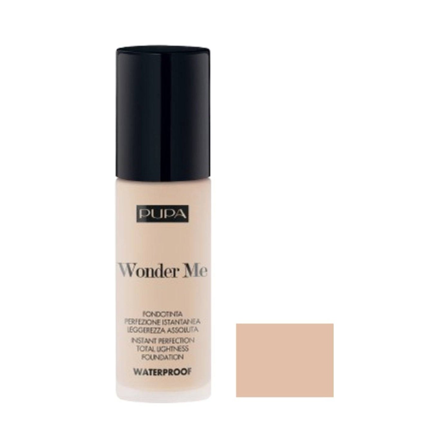 Pupa Wonder Me Fluid Foundation 30 ml in shade 020, offering waterproof, lightweight coverage for all-day wear and smooth complexion.