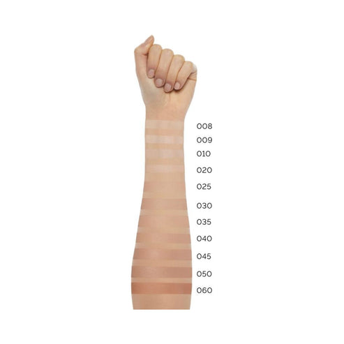 Pupa Wonder Me Fluid Foundation swatches on arm from light to deep tones, waterproof and long-wear liquid foundation collection.