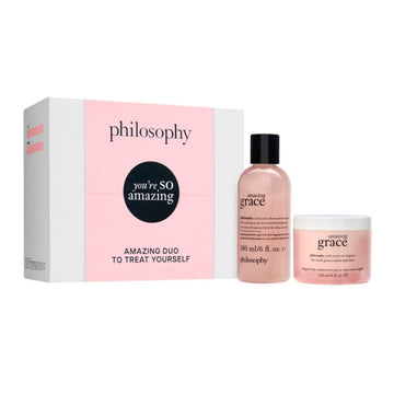 Philosophy Gift Set Duo featuring Amazing Grace shower gel and whipped body crème. Perfect gift set for anyone who loves luxury body care.