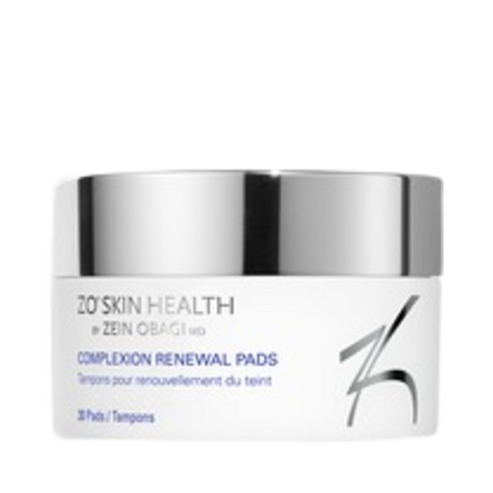 Gratis gave ZO Skin Health Complexion Pads i en elegant hvit krukke, designet for å eksfoliere og rense fet hud for en klarere hudfarge.