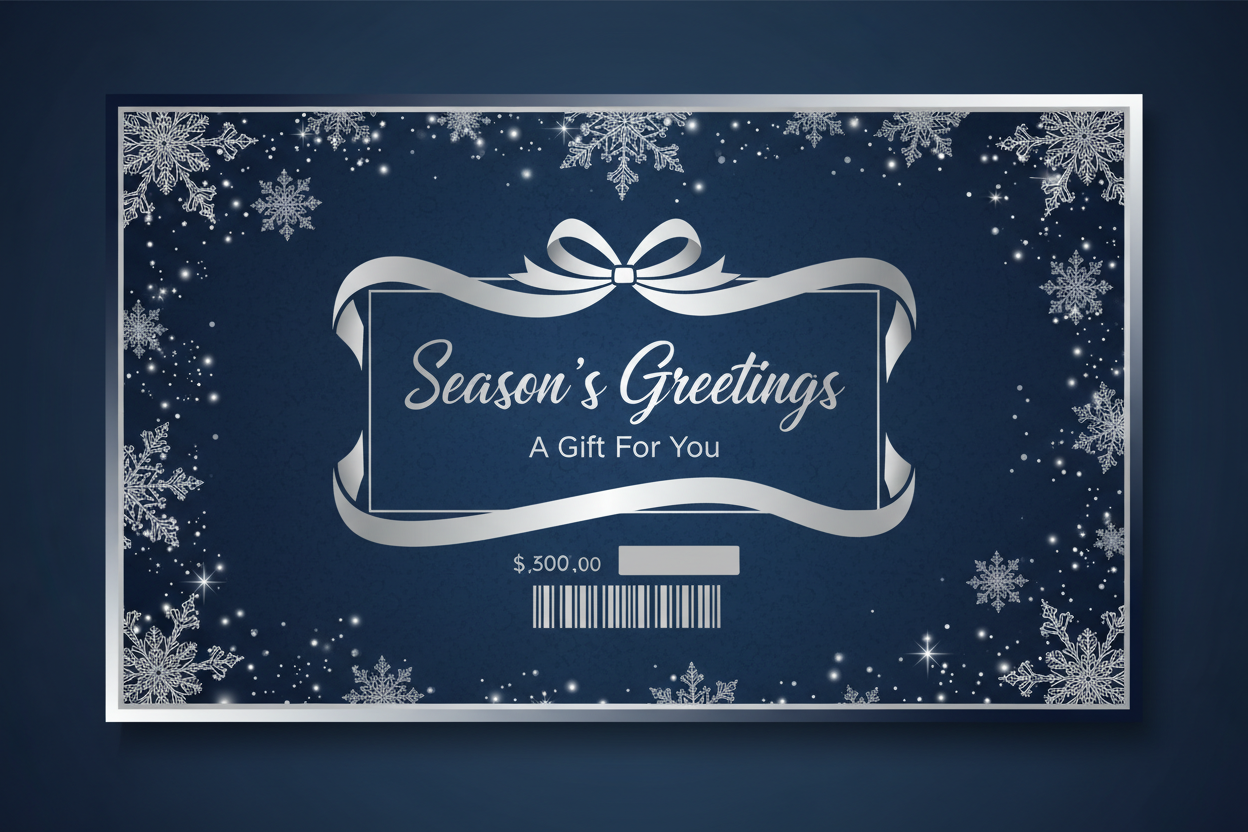 Holiday Gift Card with dark blue background