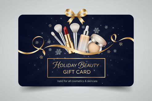 Holiday Shopping Gift Cards for cosmetics with dark blue background