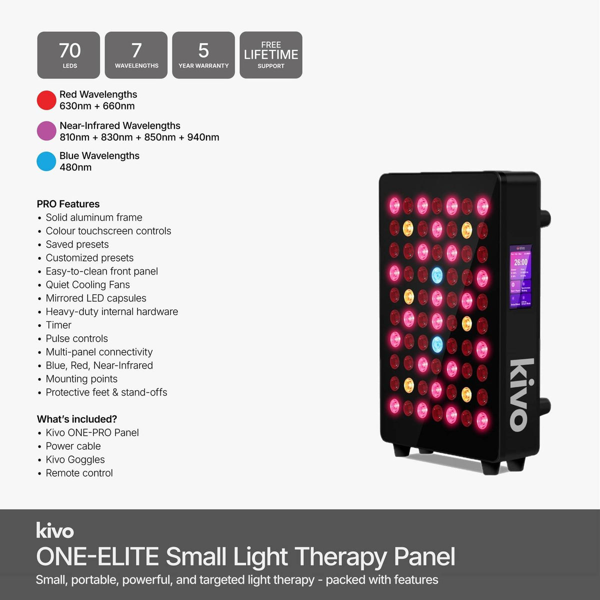Kivo ONE Series - Small Red Light Therapy Panel