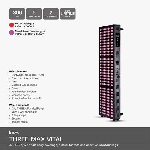 Kivo THREE-MAX Series - Medium Wide Red Light Therapy Panel