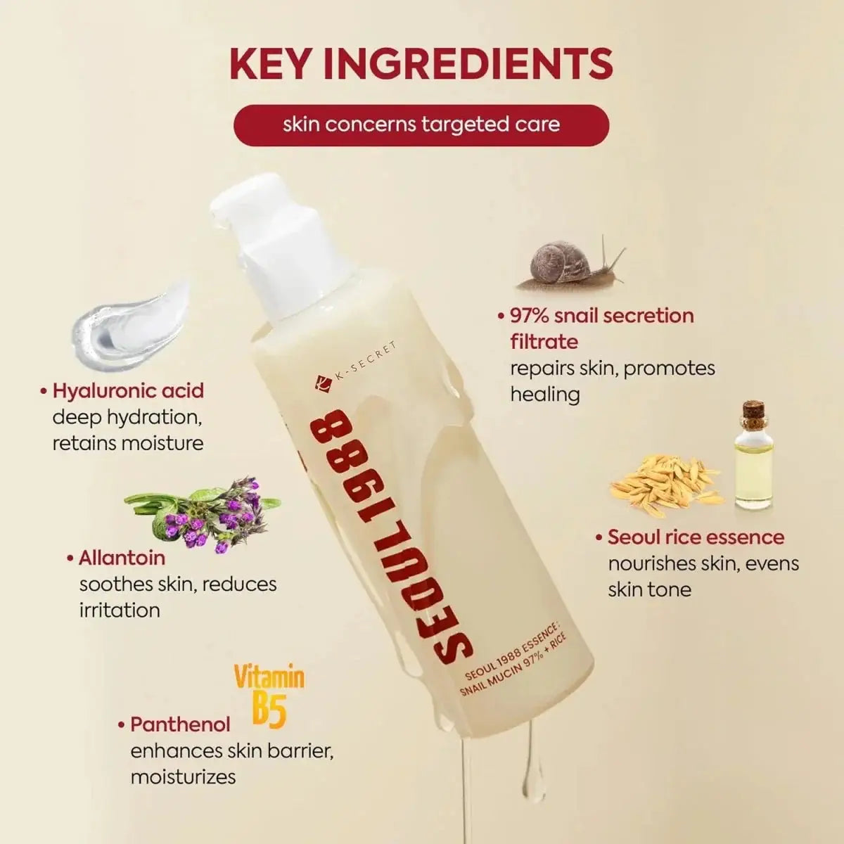 KSECRET SEOUL 1988 Essence: Snail Mucin 97% + Rice 100ml