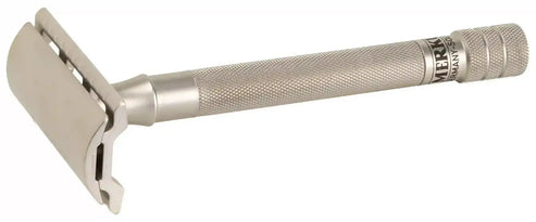Merkur 23-INOX 3-Piece DE Safety Razor, Closed Comb, Extra Long Handle, Stainless Steel